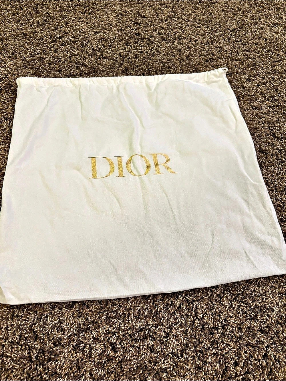 Dior White Dust Bag with Gold Logo
